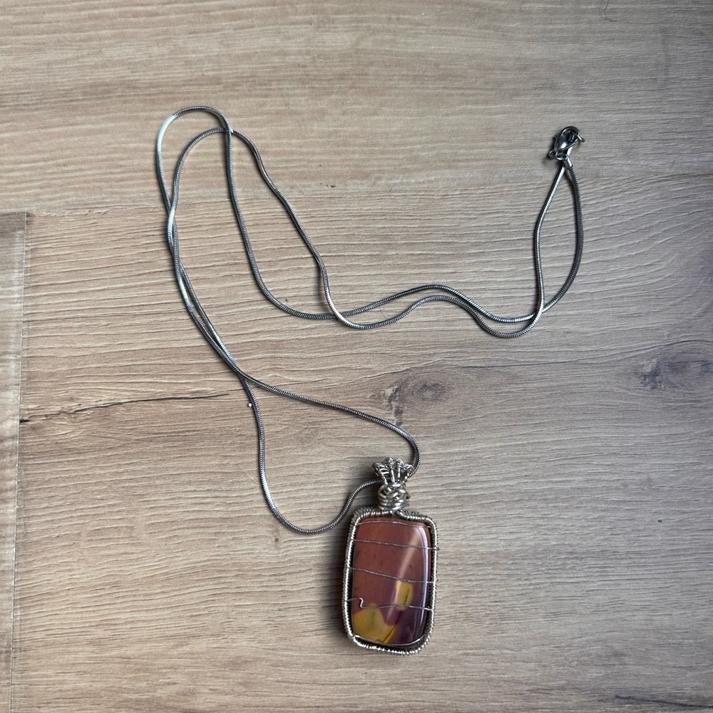 Silver Necklace with Tiger’s Eye Pendant